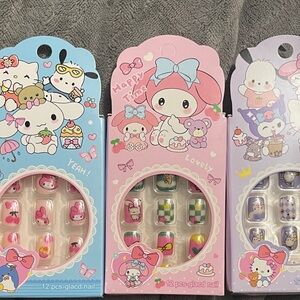 Sanrio Character Press-On Nail Sets - Pink, Blue & Lavender Bundle! (3)